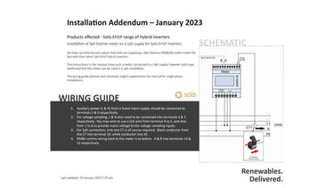 Solis E1HP hybrid inverter installation addendum